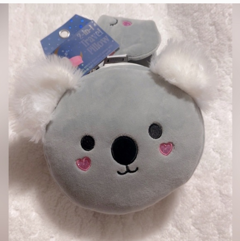 Gray Koala Kids Travel Pillow And Eye Mask Set.